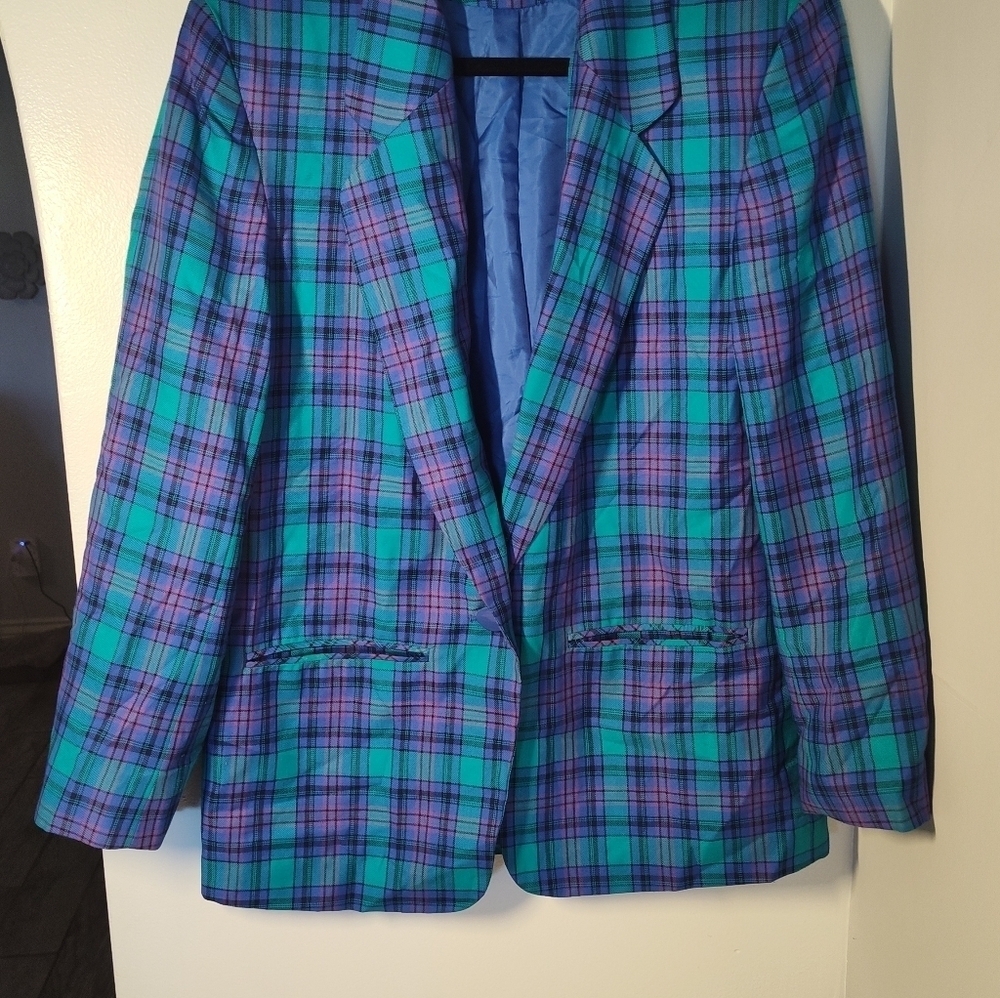 Vintage Pendleton Blazer Navy & Green Size 10 #728 - Picture 2 of 5